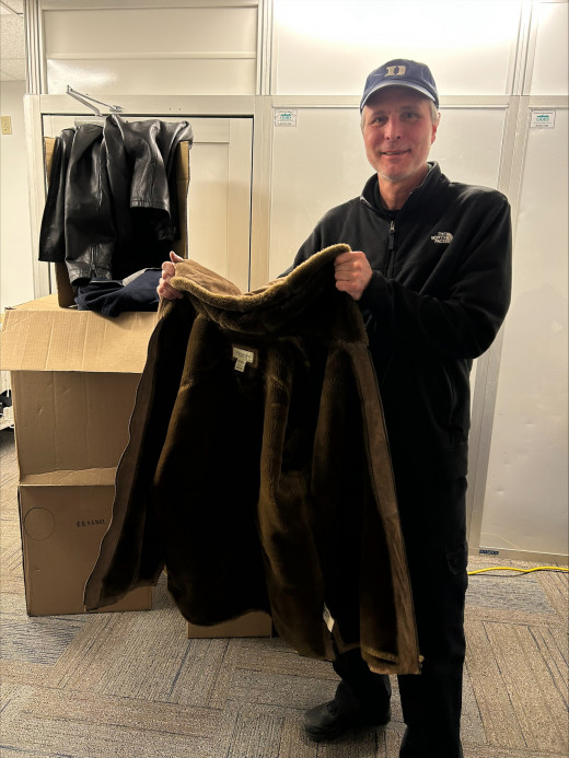 Greg Burch, delivering the coat donations to the mental health team. 