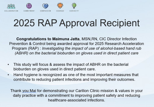 Commitment to improving patient safety and outcomes by reducing infections.
