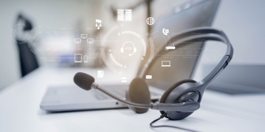 headset next to computer