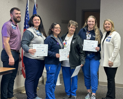 L-R Matt Davis, Stephanie Hodges, Brook Brown, Cindy Newby, Taylor Greenway, and Tracy McCown (not pictured: Shenika Bowles)