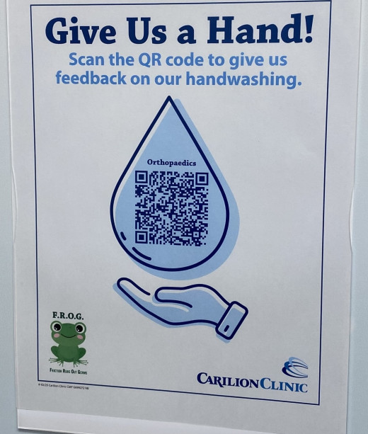 QR code posters displayed in exam room 