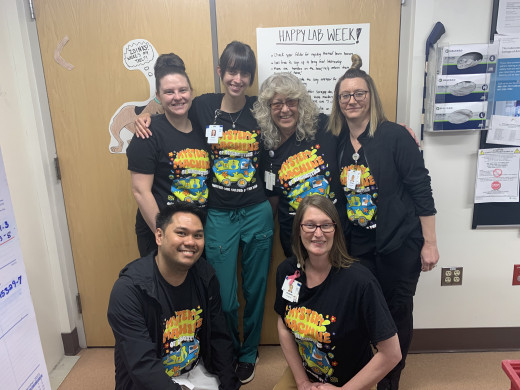 CFMH lab staff  in their Scooby-Doo themed t shirts