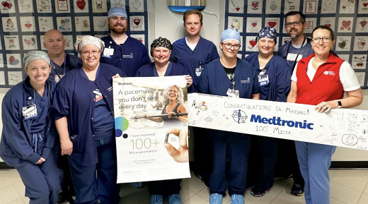 EP lab team celebrates 100th Micra leadless pacemaker implant