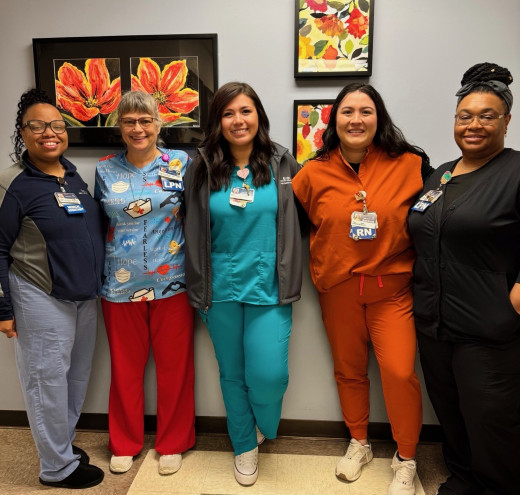 Angel Johnson, MA-CA / Sandy Hammock, LPN / Abi Vilaisane, MOT / Hali Pino, RN / Tiffany Chisley, LPN