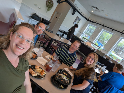 Mikaela Trent, Chris Brickner, Ed Harris and Kristen Vogelbein enjoying a Carilion Proud lunch!
