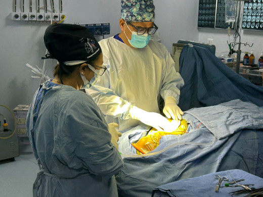 The Nepali team, Drs. Jha And Namrata, independently completing a Deep Brain Stimulation Surgery