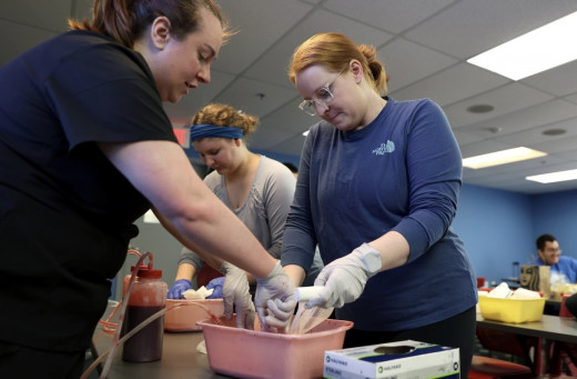 Radford University Nursing Students being taught Stop the Bleed