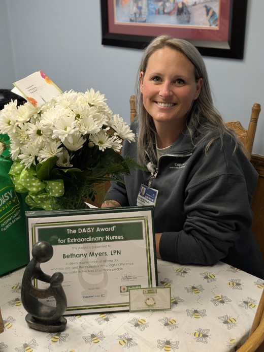 Bethany Myers, LPN with her DAISY award