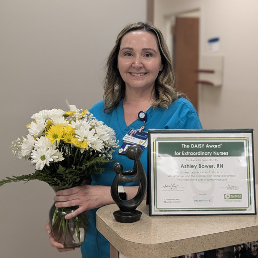 Ashley Bower, RN with her DAISY award