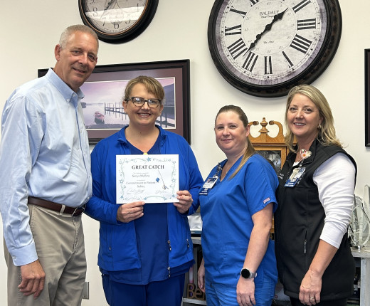 L-R: Carl Cline, VP and Hospital Administrator, CFMH, Sonya Mullins, RN, Amanda Robertson, Unit Director, and Tracy McCown, Sr. Director of Nursing.