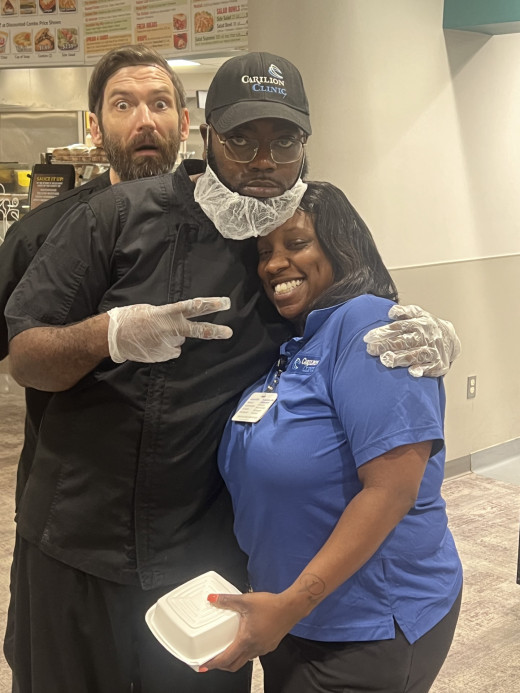 Two Carilion Employees in the Cafeteria 
