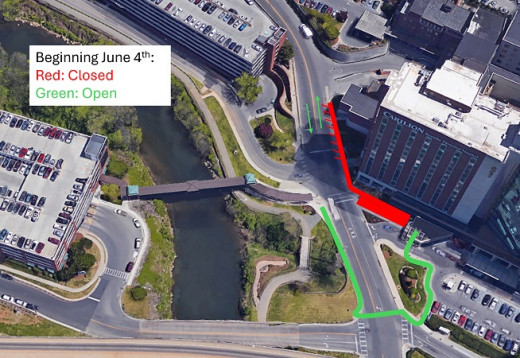 sidewalk and crosswalk closure at CRMH