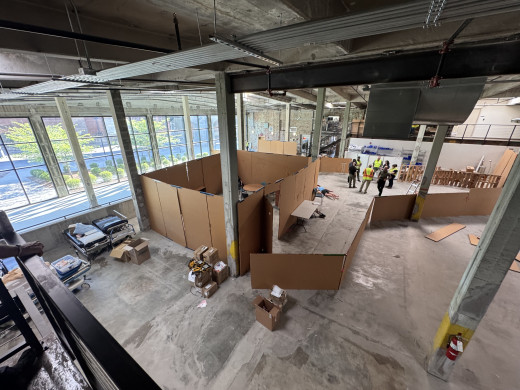 Constructed scenario space in the back of the simulation center