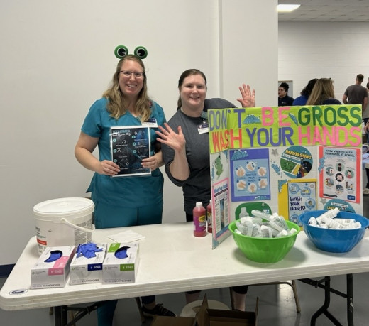 Infection Preventionists Ashley Briggs and Bray Studtmann at the Christiansburg Recreation Center