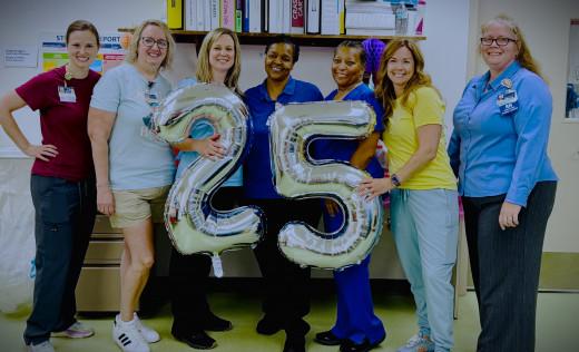 A few of the staff that have been with Denese for the long haul! From 12yrs-27yrs working together as a family to take care of all of our pediatric patients!