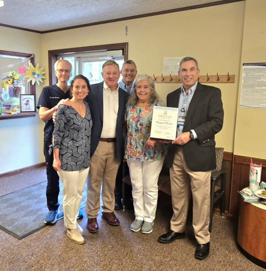 Margaret celebrated with many FCM managers, directors, and executives including (left to right) Dr. Polverino, Dr. Hemphill, Roger Roper, Dr. Jeremiah, Dr. Greenawald