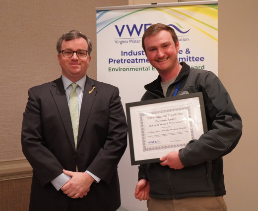 Photographed: a pretreatment employee of the Western Virginia Water Authority in attendance alongside VWEA President Elect, now President, Bryce Carter.