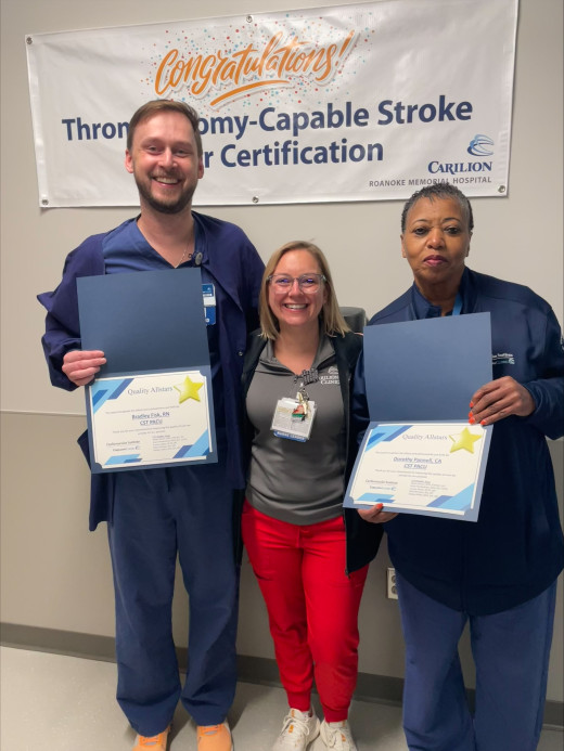 CVI Star Quality Award: PACU Staff, Unit Director Lindsay Day, RN, Bradley Fisk, RN, Dorothy Pannell, CA