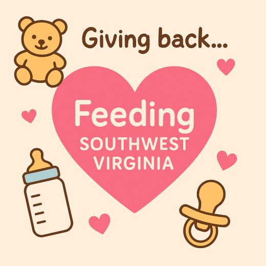Graphic that states "Giving back... feeding southwest virginia" 