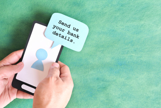 phone that says "send us your bank details"