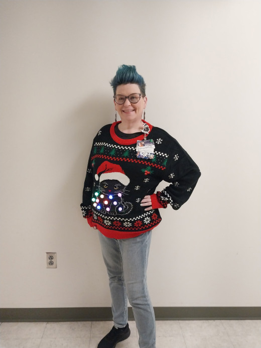 Becca on Christmas Sweater Day! 
