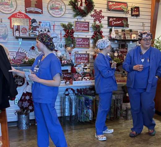 Staff get in a little shopping.