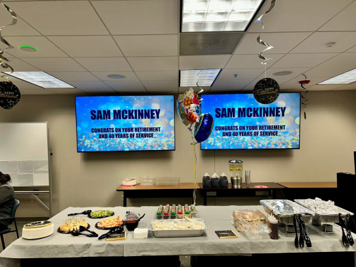 Sam's retirement party