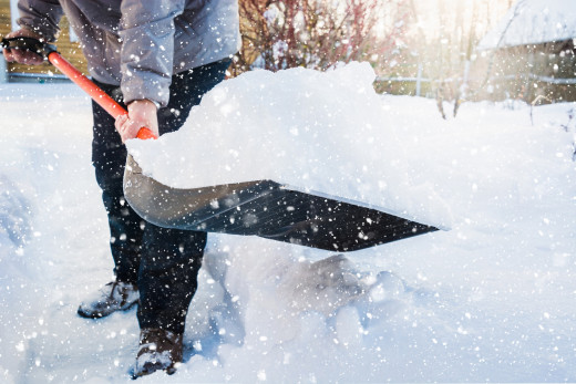 show shovel in deep snow