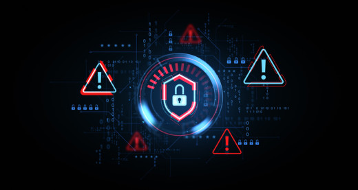 exclamation points and lock graphic over code