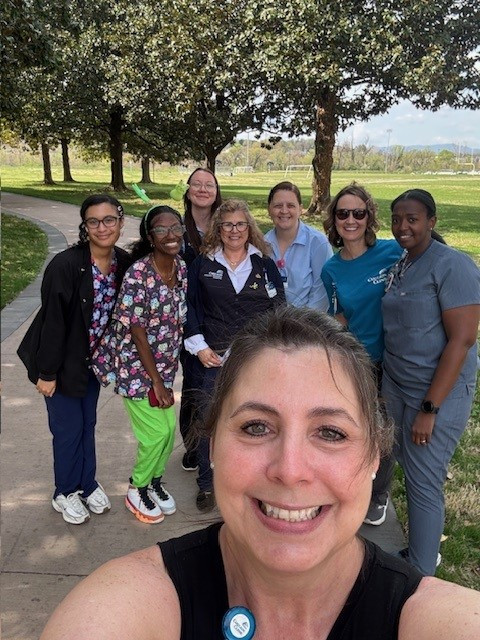 Riverside Campus walkers led by Donna Webb