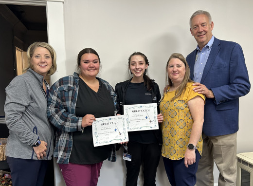 (L-R: Tracy McCown, Shelby Mueller, Emaleigh Habeck, Amanda Robertson, and Carl Cline)