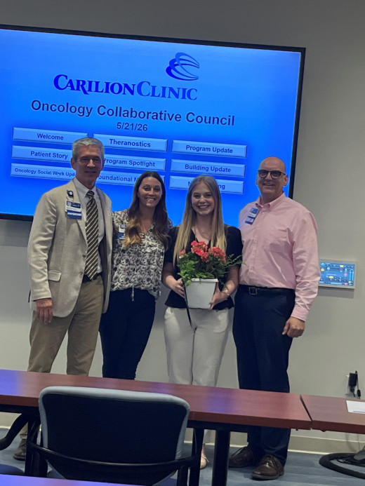 Carilion Cancer Care Certificate of Appreciation Presented to Emma Osborne, LMSW