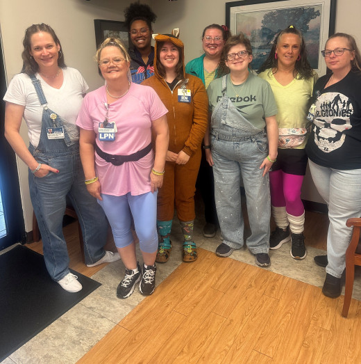 Amber Doss, Valerie Laufenberg, Brionne Morgan, Avery Fekaris, Rebekah Bennett, Angela Helms, Jessica Moore, and April Neal-Gutierrez 