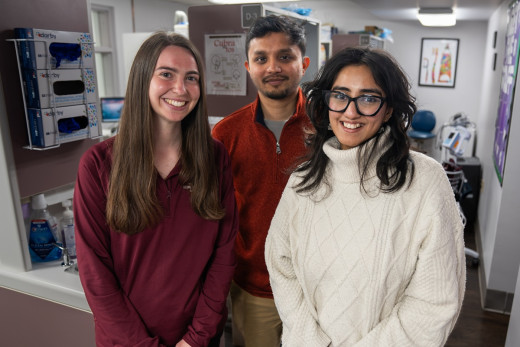Our biodesign fellows, from left, Sarah Scheerer, Ridi Barua, and Mahrukh Siddiqui.