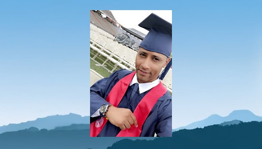 Tyrone Molina on mountain background