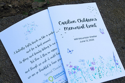 Carilion Children's Memorial Event program brochure and poem/