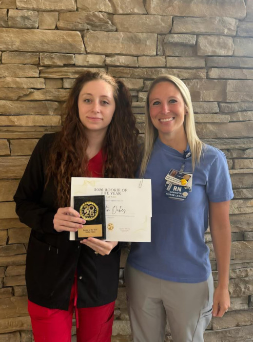 Caitlin Oakes, CNRV Nurse Rookie of the Year with CNRV SCU Operations Manager, Tara Croy