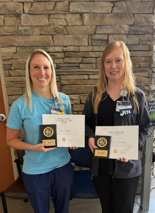 Tara Croy, CNRV SCU Operations Manager with Patchouli Emmons, Nurse Hero of the Night