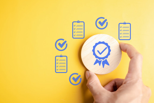 yellow background with checklist icons