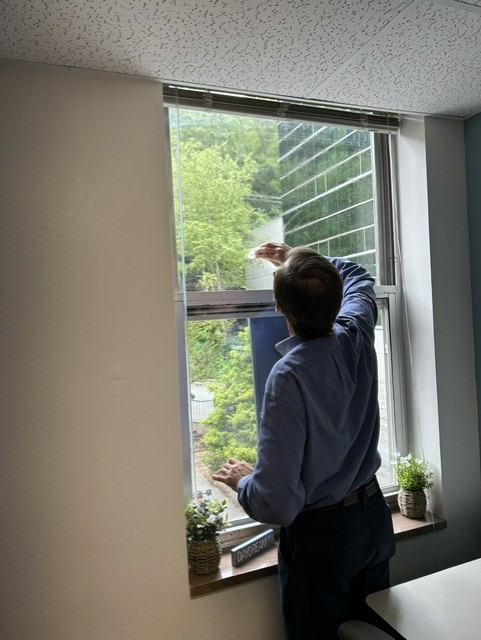 Joe cleaned the window of critters and made everything nice and neat. 