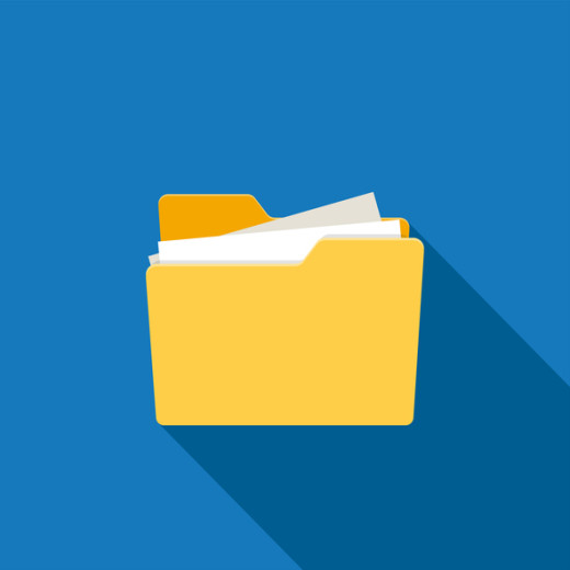 yellow folder on a blue background