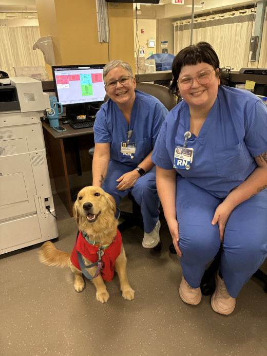 Meadow visits with the OR Nurses