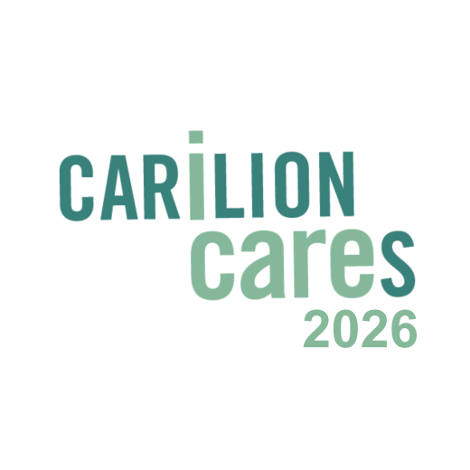 Carilion Cares 2026 logo in teal and light green text on a white background.